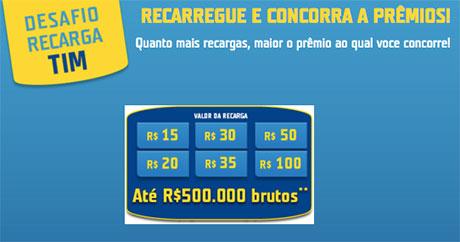Promoção Desafio Recarga Tim