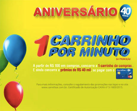 Promoção Carrefour 1 Carrinho por minuto