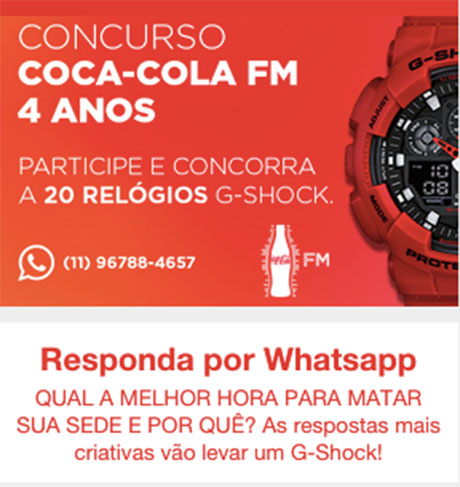Concurso Cultural Coca-Cola FM Relógio G-Shock