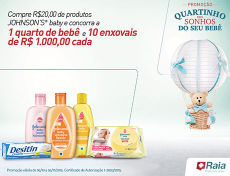 Promoção Johnson’s e Droga Raia Quartinho dos sonhos do seu Bebê
