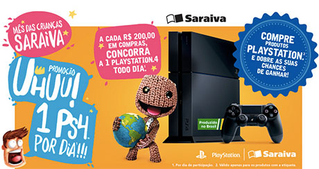 Promoção Saraiva 1 PlayStation 4 por dia