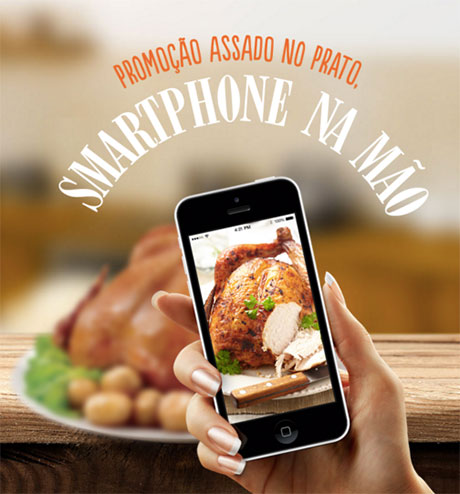 Promoção Palacios Assado no prato smartphone na mão