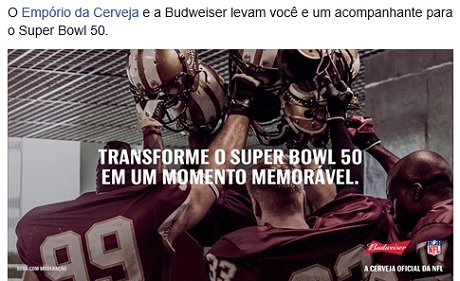 Promoção Empório da Cerveja Bud Super Bowl