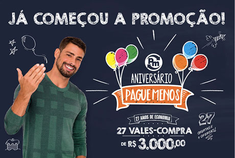 Promoção Aniversário Pague Menos 27 anos de economia