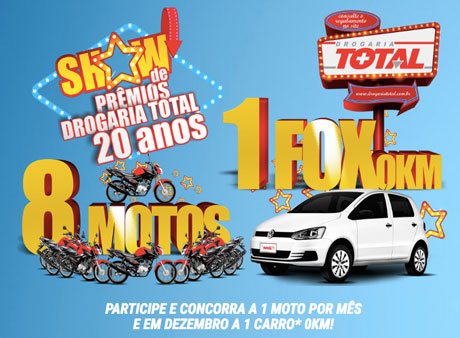 Promoção Show de Prêmios Drogaria Total 20 Anos