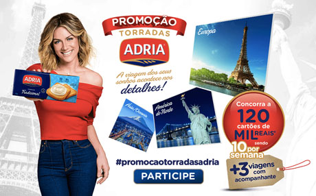 Promoção Torradas Adria A viagem dos seus sonhos acontece nos detalhe