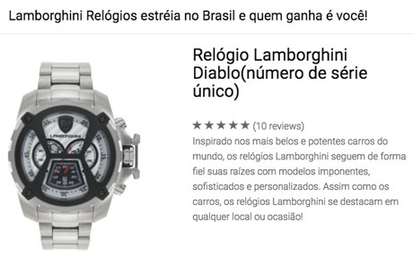 Promoção Lamborghini Relógios Estréia no Brasil e Quem Ganha é Você