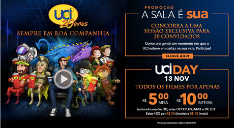 Promoção UCI Cinemas A Sala É Sua
