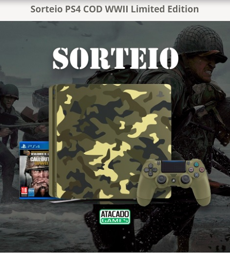 Promoção Atacado Games Sorteio Playstation 4 COD WWII Limited Edition