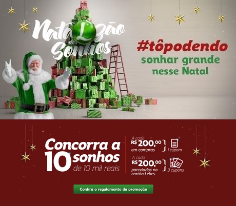 Promoção Lojas Lebes Natalzão dos Sonhos