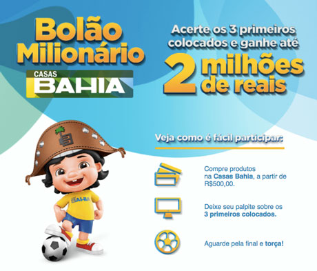 Promoção Casas Bahia Bolão Milionário