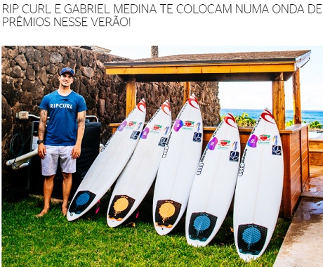 Promoção Rip Curl e Gabriel Medina Onda de Prêmios