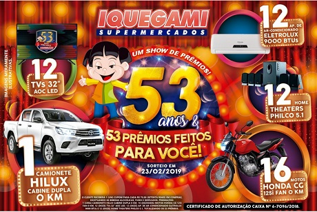 Promoção Iquegami 53 Anos e 53 Prêmios Feitos para Você