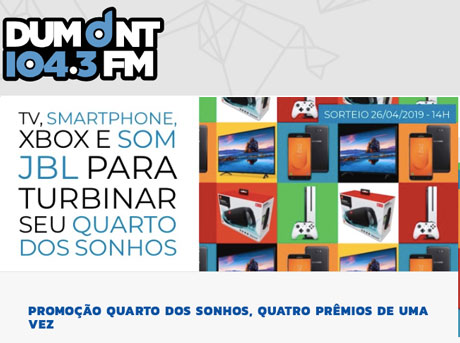 Promoção Dumont FM Quarto dos Sonhos Quatro Prêmios de Uma Vez