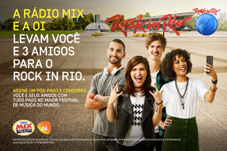 Promoção A Rádio Mix e a Oi Levam Você e 3 Amigos Para O Rock In Rio