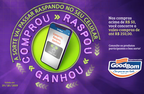 Promoção GoodBom Supermercados Raspou, Achou, Ganhou