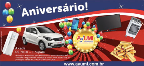 Promoção Ayumi Supermercados Prêmios Incríveis de Aniversário