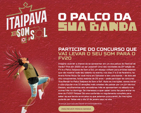 Promoção Sua Banda no Palco Itaipava Som e Sol