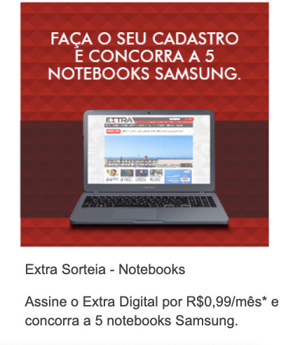 Promoção Extra Sorteia Notebooks