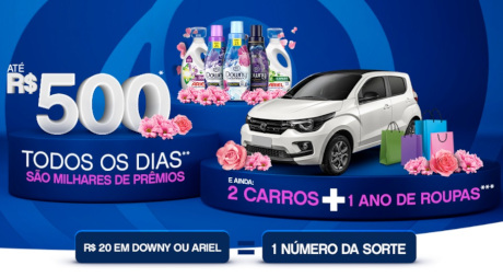 Prêmios da Promoção Vista-se de Perfume Downy: 02 (dois) Certificado de ouro, no valor unitário de R$ 50.000,00 (cinquenta mil reais); 12 (doze) Cartão pré-pago da bandeira Mastercard, no valor unitário de 500,00 (quinhentos reais), com a função saque bloqueada; 30 (trinta) Cartão pré-pago da bandeira Mastercard, no valor unitário de 400,00 (quatrocentos reais), com a função saque bloqueada; 30 (trinta) Cartão pré-pago da bandeira Mastercard, no valor unitário de 300,00 (trrezentos reais), com a função saque bloqueada; 40 (quarenta) Cartão pré-pago da bandeira Mastercard, no valor unitário de 200,00 (duzentos reais), com a função saque bloqueada; 300 (trezentos) Cartão pré-pago da bandeira Mastercard, no valor unitário de 100,00 (cem reais), com a função saque bloqueada; 700 (setecentos) Cartão pré-pago da bandeira Mastercard, no valor unitário de 50,00 (cinquenta reais), com a função saque bloqueada. A inscrição na promoção poderá ocorrer até o dia 30 de setembro de 2021. Promoção Ariel e Downy Para participar da promoção, o (a) interessado (a) deverá efetuar a compra de, ao menos, R$ 20,00 (vinte) reais em produtos Ariel e/ou Downy participantes, mediante a emissão de um único comprovante fiscal de compra, no período de 02/08/2021 a 30/09/2021. Após a compra, o consumidor deverá realizar o cadastro através do site www.perfumedowny.com.br, informando CPF, criar uma senha, nome, último sobrenome, como gostaria de ser chamado(a)/nome social, e-mail, data de nascimento, endereço completo, telefone móvel de contato com DDD, gênero, CNPJ do estabelecimento emissor do comprovante fiscal da compra dos produtos P&G, número do comprovante fiscal, identificação do(s) produto(s), data da compra, valor específico da compra dos produtos P&G efetivamente pago, e comprovante fiscal digitalizado no formatos JPG, PDF ou PNG, com tamanho máximo de 04 (quatro) MB. São produtos participantes da promoção os produtos P&G das marcas Ariel e Downy, em todas as suas linhas e apresentações. O sorteio da promoção será realizado com base na extração da Loteria Federal do dia 06 de outubro de 2021. Fonte e regulamento: site da Promoção Vista-se de Perfume Downy https://pg.descubrapg.com.br/perfume-downy
