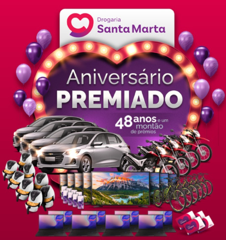 Promoção Aniversário Premiado 48 Anos Drogaria Santa Marta – Achei