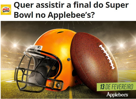 Promoção Mix FM Quer assistir a final do Super Bowl no Applebee’s?