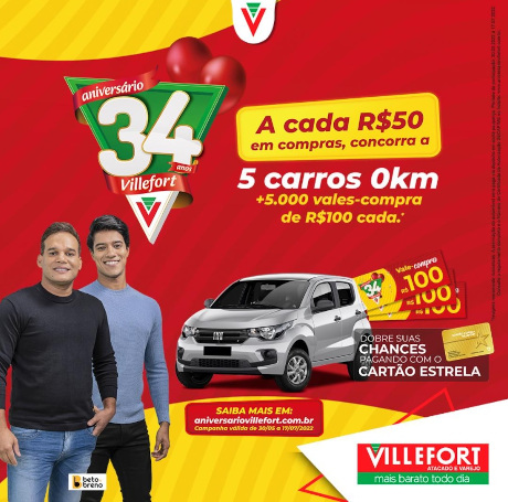 Promoção Aniversário Villefort 34 Anos