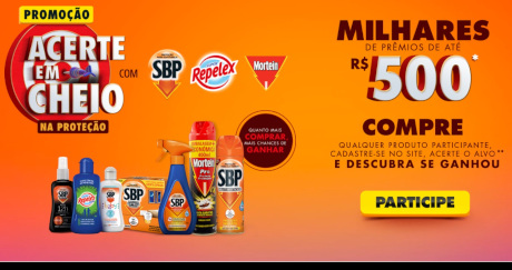 Promoção Acerte em Cheio na Proteção com SBP, Repelex e Mortein