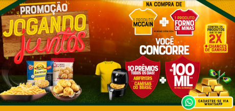Promoção Jogando Juntos Mccain e Forno de Minas