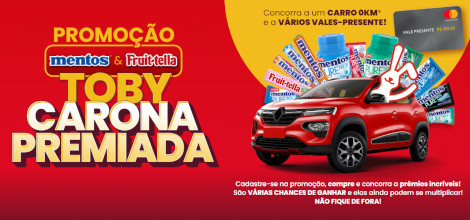 Promoção Mentos e Fruit-Tella Toby Carona Premiada