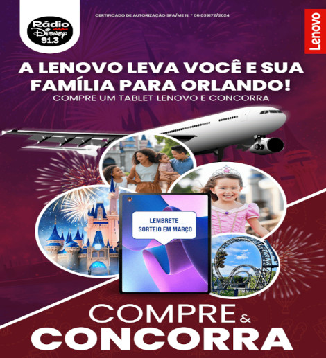 Promoção Lenovo Leva Você e Sua Família para Orlando