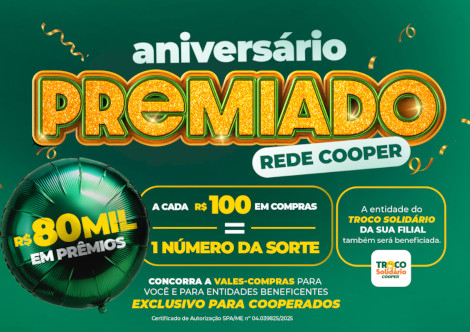 Promoção Aniversário Premiado Rede Cooper