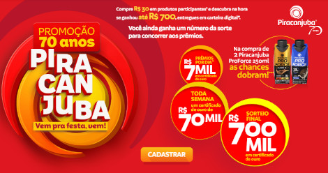 Promoção 70 Anos Piracanjuba