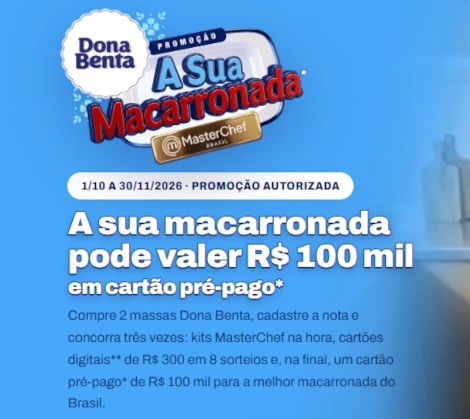 Promoção Dona Benta Macarronada Masterchef